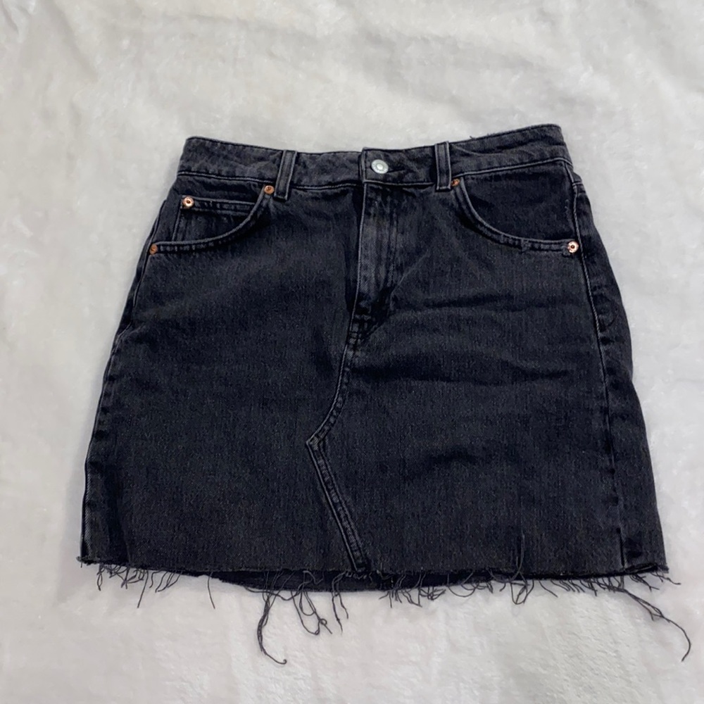 Topshop mini black denim skirt
